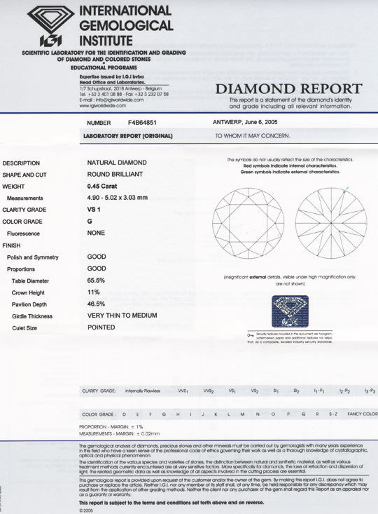 Foto 9 - Diamant IGI, Brillant 0,45ct VS1 Top Wesselton G, D5548