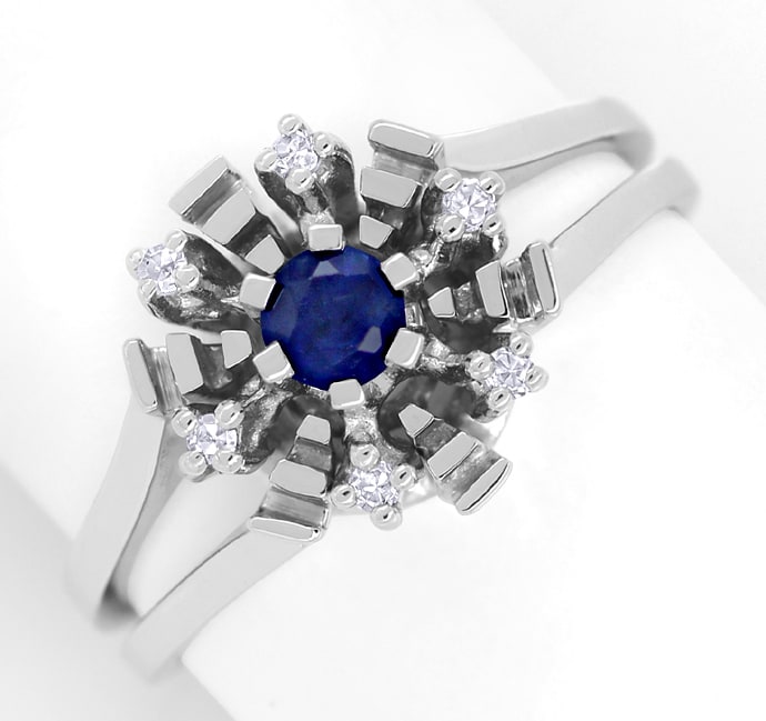 Foto 2 - Damenring mit blauem Saphir und Diamanten 14K Weißgold, Q1375