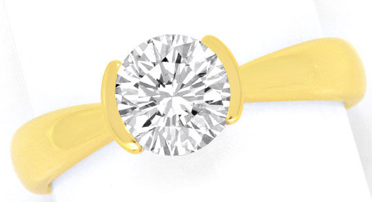 Foto 2 - Moderner Brillant-Diamant-Ring Einkaraeter 14K Gelbgold, R2575