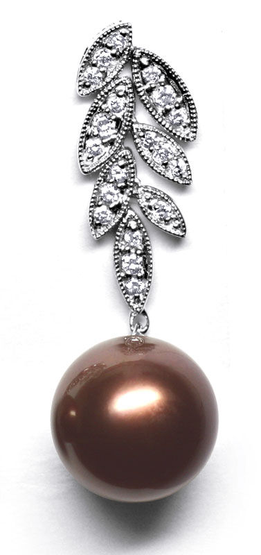 Foto 2 - Diamantenohrringe mit Schoko Tahiti Perlen in Weißgold, S1065