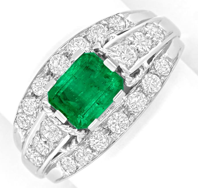 Foto 2 - Nobler Diamantring mit 1,15ct Spitzen Smaragd, S5169